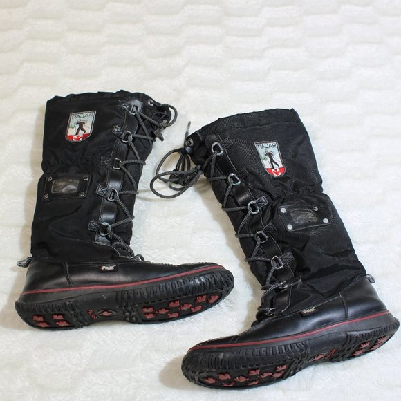 Pajar women size 9 fit 8 model made small winter snow boots mid calf blac